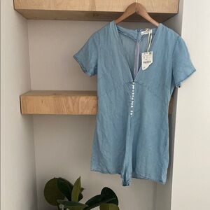 Zara Light Blue Denim Romper